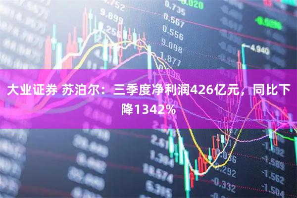 大业证券 苏泊尔：三季度净利润426亿元，同比下降1342%